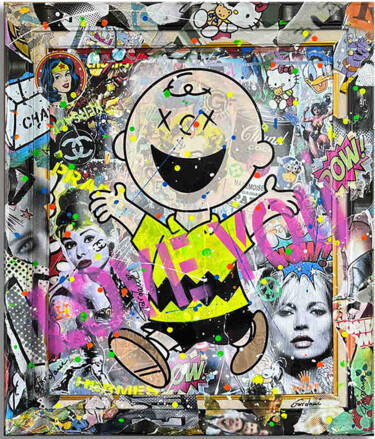 Картина под названием "Snoopy Charlie Fami…" - Gardani, Подлинное произведение искусства, Акрил Установлен на Деревянная рам…