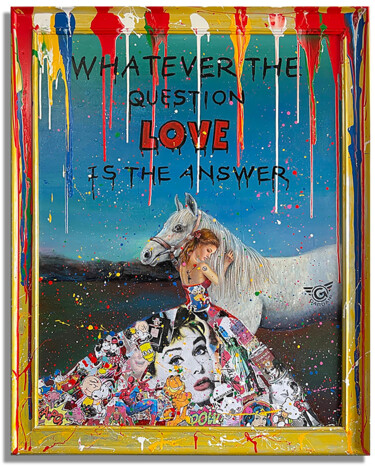 Schilderij getiteld "Love Questions" door Gardani, Origineel Kunstwerk, Acryl Gemonteerd op Frame voor houten brancard