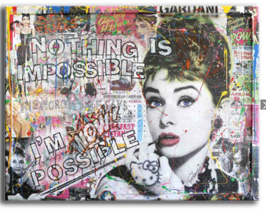 Pintura intitulada "Audrey Hepburn Noth…" por Gardani, Obras de arte originais, Acrílico Montado em Painel de madeira