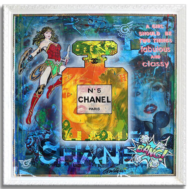 Painting titled "Kate Moss Chanel -…" by Gardani, Original Artwork, Oil Mounted on Wood Stretcher frame