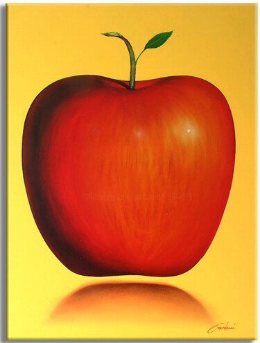 Painting titled "Apple Passion" by Gardani, Original Artwork, Oil Mounted on Wood Stretcher frame
