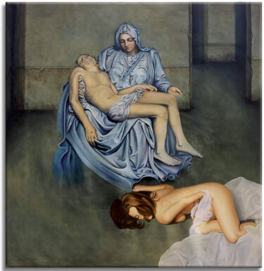 Malerei mit dem Titel "Pieta after Michela…" von Gardani, Original-Kunstwerk, Öl