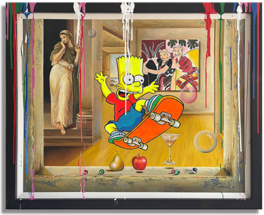 绘画 标题为“Bart escaping from…” 由Gardani, 原创艺术品, 油 安装在木质担架架上