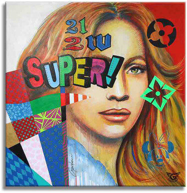Schilderij getiteld "Super Jlo" door Gardani, Origineel Kunstwerk, Olie Gemonteerd op Frame voor houten brancard
