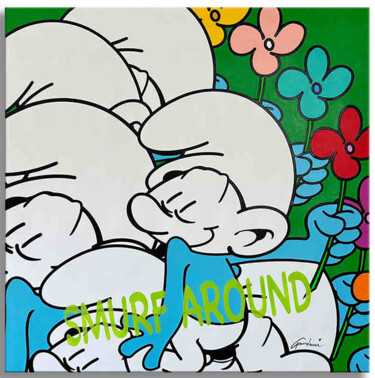 Картина под названием "Smurf Around" - Gardani, Подлинное произведение искусства, Акрил Установлен на Деревянная рама для но…
