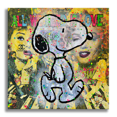 Schilderij getiteld "Beatles Snoopy" door Gardani, Origineel Kunstwerk, Acryl