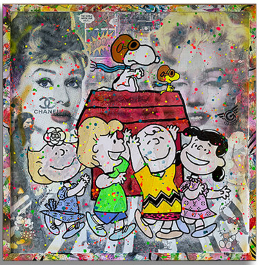 Malerei mit dem Titel "Snoopy Flying - Ori…" von Gardani, Original-Kunstwerk, Acryl
