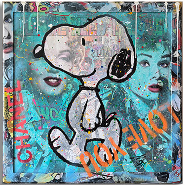 绘画 标题为“Happy day Snoopy” 由Gardani, 原创艺术品, 丙烯 安装在木质担架架上