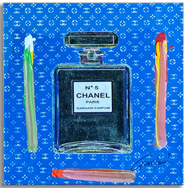 Painting titled "Chanel Bleu" by Gardani, Original Artwork, Acrylic Mounted on Wood Stretcher frame