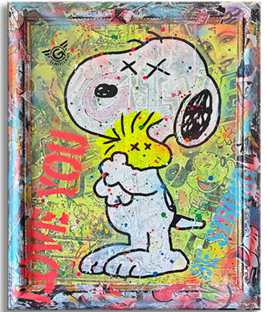 Painting titled "Forever Snoopy" by Gardani, Original Artwork, Acrylic Mounted on Wood Stretcher frame