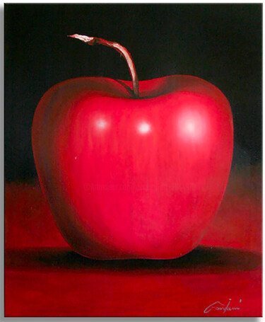 Peinture intitulée "Red Apple 2" par Gardani, Œuvre d'art originale, Huile Monté sur Châssis en bois