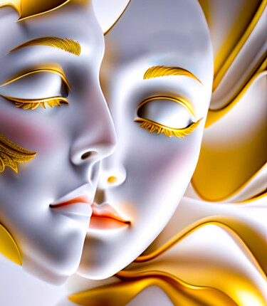 Digitale Kunst getiteld "Fragmented Whispers" door Gareth P Jones, Origineel Kunstwerk, AI gegenereerde afbeelding