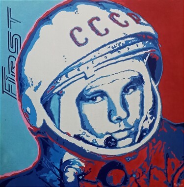 Painting titled "Yuri Gagarin" by Garik Kuba, Original Artwork, Acrylic