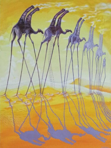 Malerei mit dem Titel "Корабли пустыни" von Garik Kuba, Original-Kunstwerk, Acryl