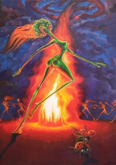 Картина под названием "Ночь на Ивана Купала" - Гарик Куба, Подлинное произведение искусства, Акрил