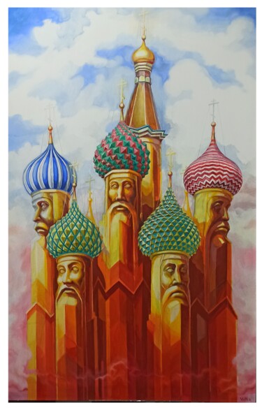 Painting titled "Русь. Храм Василия…" by Garik Kuba, Original Artwork, Acrylic