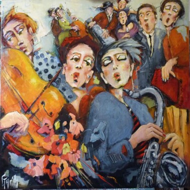 Peinture intitulée "100/100 Swing music…" par Nicole Garilli, Œuvre d'art originale, Huile