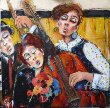 Painting titled "80/80 Jazz manouche…" by Nicole Garilli, Original Artwork, Oil