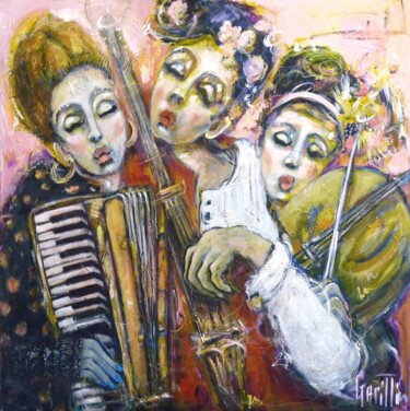 Peinture intitulée "80/80 Trio de rue a…" par Nicole Garilli, Œuvre d'art originale, Huile