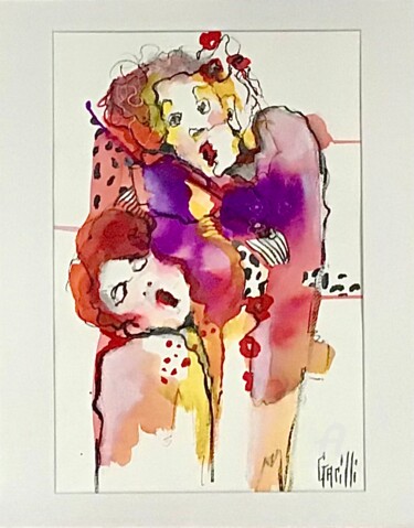 Painting titled "30/40 Amitiés fleur…" by Nicole Garilli, Original Artwork, Ink Mounted on Other rigid panel