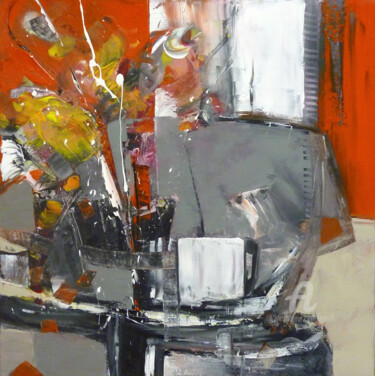 Painting titled "Le rideau rouge" by Nicole Garilli, Original Artwork, Acrylic