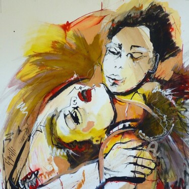 Dessin intitulée "40x40- Tango passion" par Nicole Garilli, Œuvre d'art originale, Encre