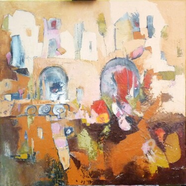 Painting titled "80x80- Le village a…" by Nicole Garilli, Original Artwork, Acrylic