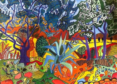 Peinture intitulée "L'agave" par Michèle Garin, Œuvre d'art originale