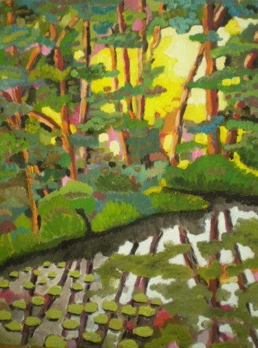 Peinture intitulée "Au bord de l'eau. C…" par Michèle Garin, Œuvre d'art originale, Huile