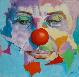 Painting titled "Clown en morceaux" by Michèle-B. Garinois, Original Artwork