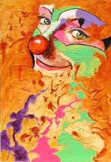 Painting titled "Clown au sourire" by Michèle-B. Garinois, Original Artwork