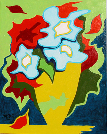 Painting titled "Grand bouquet bleu" by Michèle-B. Garinois, Original Artwork