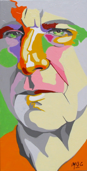 Peinture intitulée "Homme, pull jaune.j…" par Michèle-B. Garinois, Œuvre d'art originale, Huile