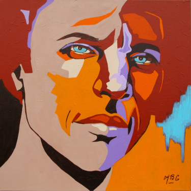 Peinture intitulée "homme, yeux bleus.j…" par Michèle-B. Garinois, Œuvre d'art originale, Huile