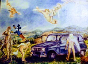 Peinture intitulée "Les Anges" par Garjifet, Œuvre d'art originale, Huile