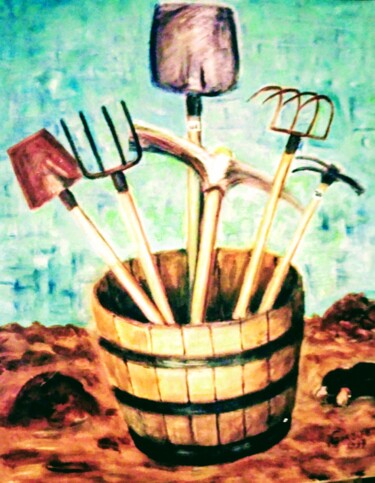 Painting titled "Les Tournesols" by Garjifet, Original Artwork, Oil Mounted on Wood Stretcher frame