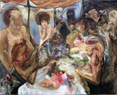 Painting titled "People" by Naïko, Original Artwork, Oil