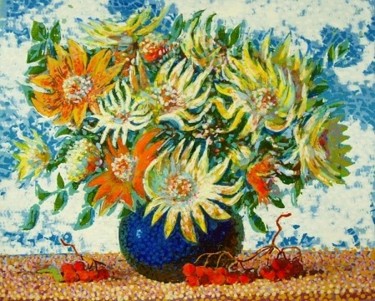 Painting titled "Цветы и ягоды." by Nikolai Tomarev, Original Artwork, Oil