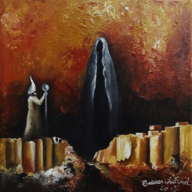 Peinture intitulée "EN ATTENDANT LE NAU…" par Garnier-Lafond, Œuvre d'art originale, Huile