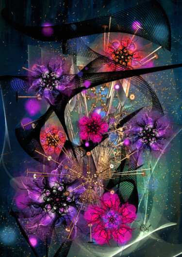 Digitale Kunst mit dem Titel "Metal Rod Blossoms" von Garrulus Glandarius, Original-Kunstwerk, Digitale Malerei