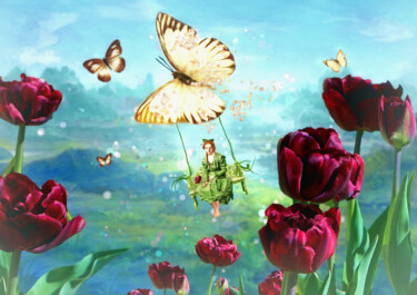 Digitale Kunst mit dem Titel "Däumelinchens Frühl…" von Garrulus Glandarius, Original-Kunstwerk, Digitale Malerei