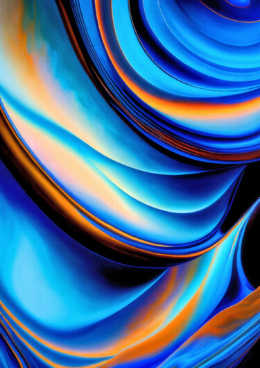 Digital Arts titled "Blue and Orange I" by Garrulus Glandarius, Original Artwork, Digital Painting