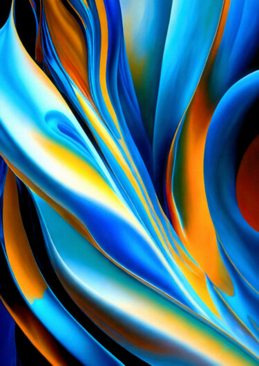 Digital Arts titled "Blue and Orange II" by Garrulus Glandarius, Original Artwork, Digital Painting