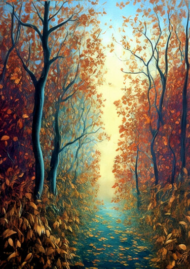 Digitale Kunst mit dem Titel "Herbstlandschaft III" von Garrulus Glandarius, Original-Kunstwerk, Digitale Malerei