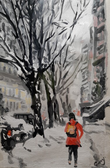 Ζωγραφική με τίτλο "Winter landscape 05" από Garry Arzumanyan, Αυθεντικά έργα τέχνης, Λάδι