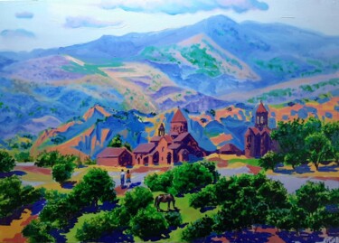 Painting titled "Armenian Motives 03…" by Garry Arzumanyan, Original Artwork, Oil Mounted on Wood Stretcher frame