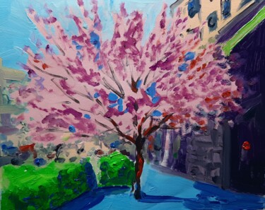Painting titled "Spring Landscape 01" by Garry Arzumanyan, Original Artwork, Oil