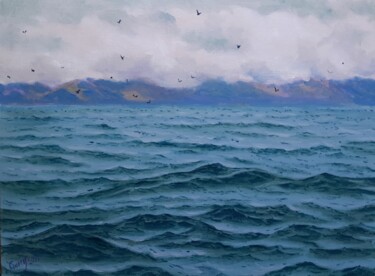Malerei mit dem Titel "Waterscape 01" von Garry Arzumanyan, Original-Kunstwerk, Öl Auf Keilrahmen aus Holz montiert