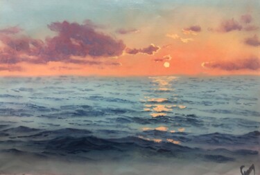 Ζωγραφική με τίτλο "Seascape 48" από Garry Arzumanyan, Αυθεντικά έργα τέχνης, Λάδι Τοποθετήθηκε στο Ξύλινο φορείο σκελετό