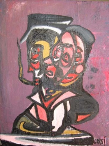 Peinture intitulée "Le fumeur" par Garsi, Œuvre d'art originale, Huile